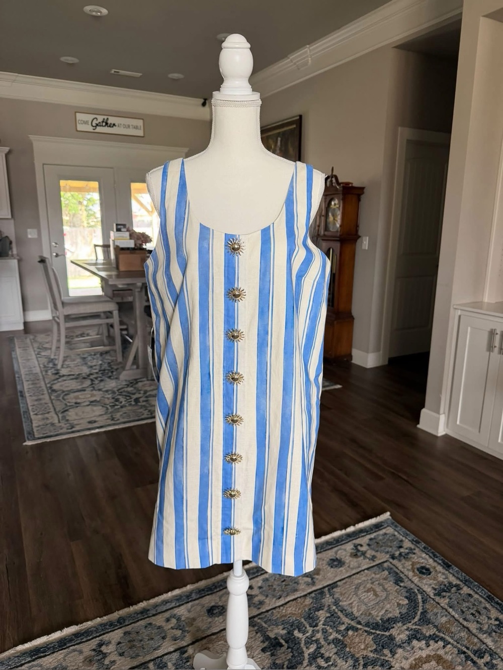 Mestiza Blue and White Striped Button-Front Sundress